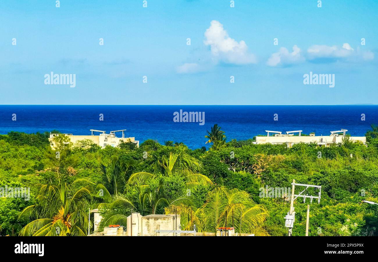 Amazing cityscape landscape and caribbean ocean and beach panorama view