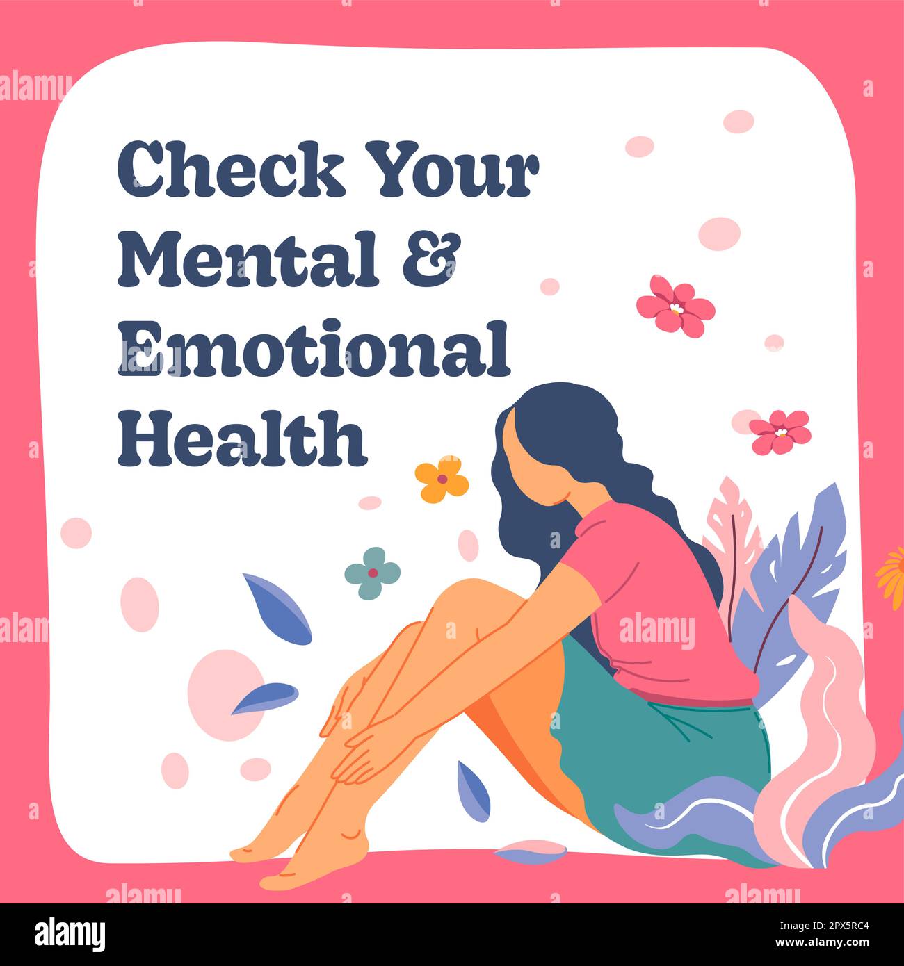 Check your mental and emotional health banner Stock Vector