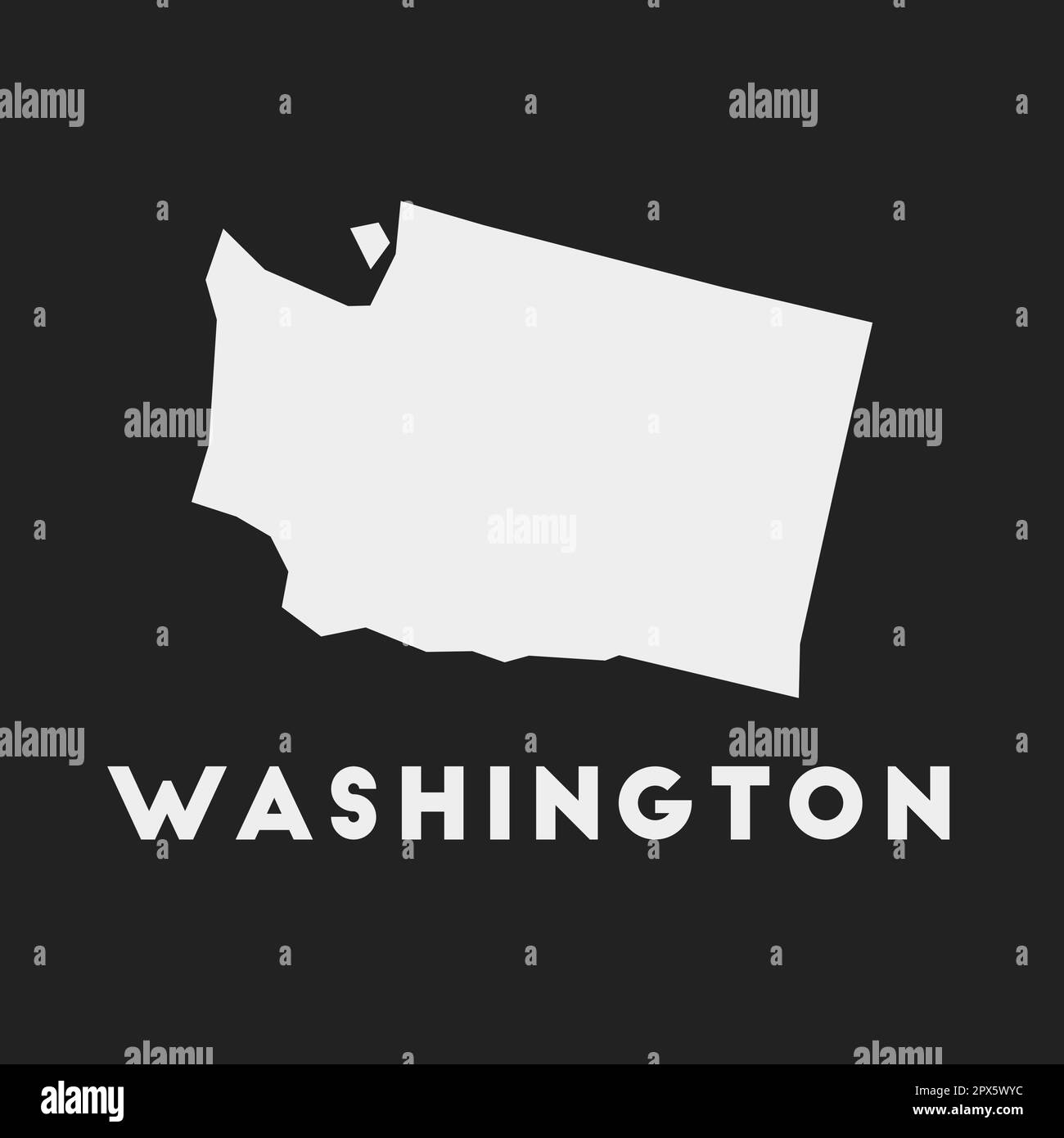 Washington icon. Us state map on dark background. Stylish Washington