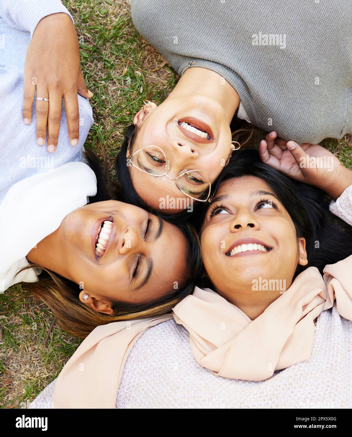 Friends, happy and relax with laugh, face and enjoy fun quality time