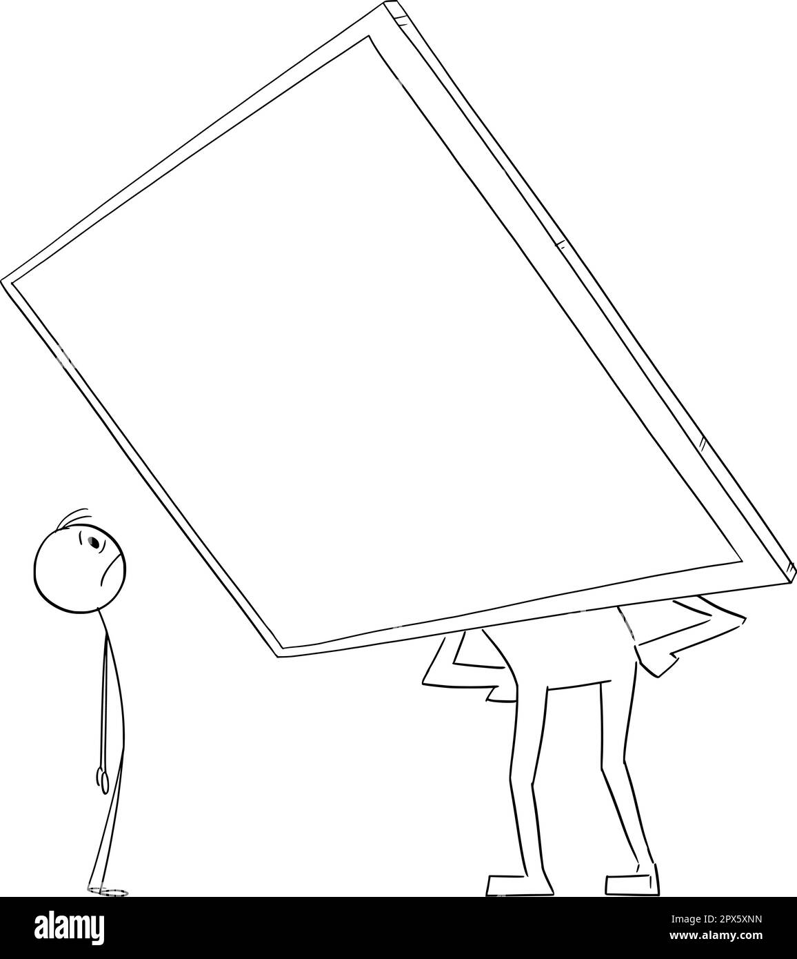 Person or human Facing Computer Technology or Ai , Vector Cartoon Stick Figure Illustration Stock Vector