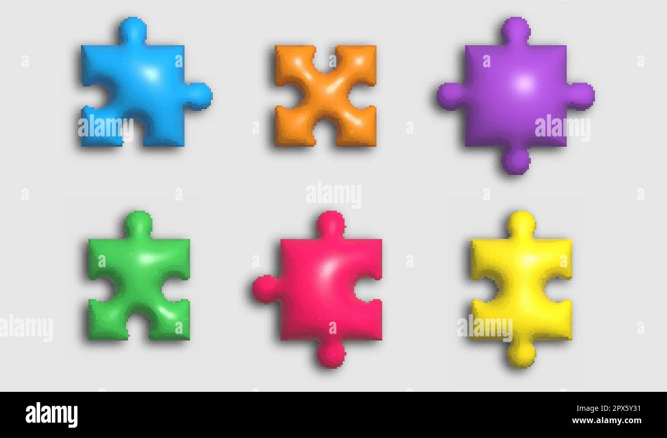 A set of colored puzzle elements. 3d illustration for creative ideas ...