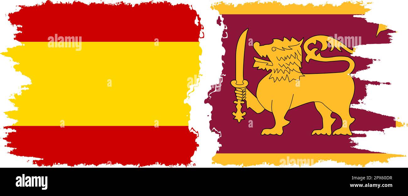 Sri Lanka and Spain grunge flags connection, vector Stock Vector Image