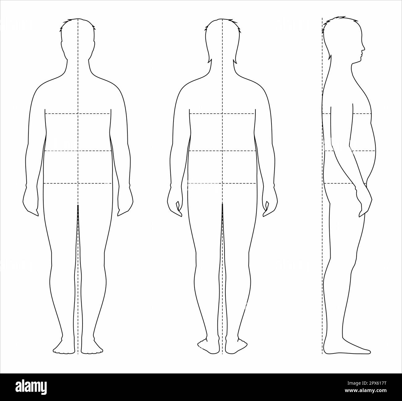 Anatomy human man front and back Black and White Stock Photos & Images