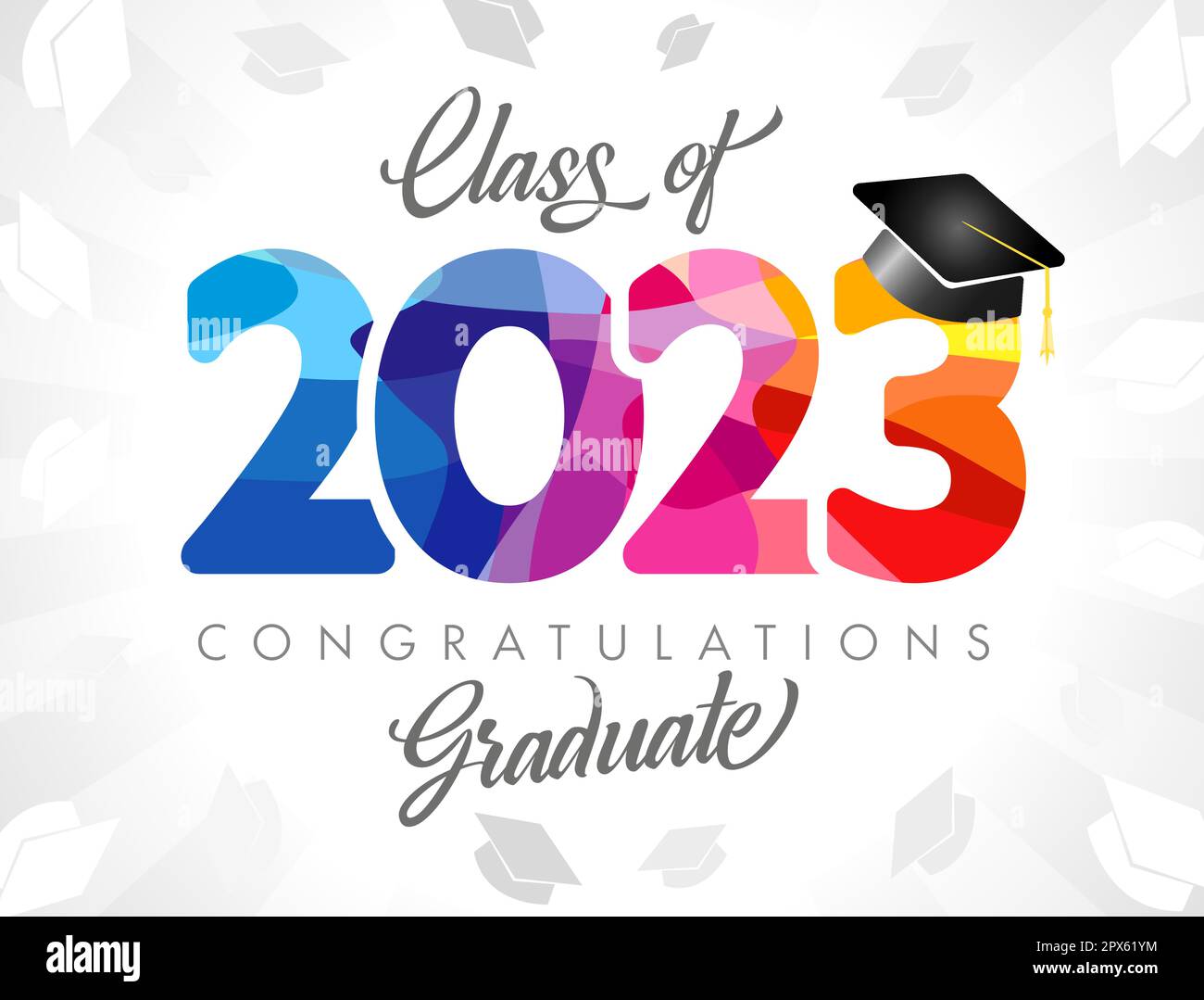 Class of 2023 number logo. Graduation banner. Prom invitation design ...