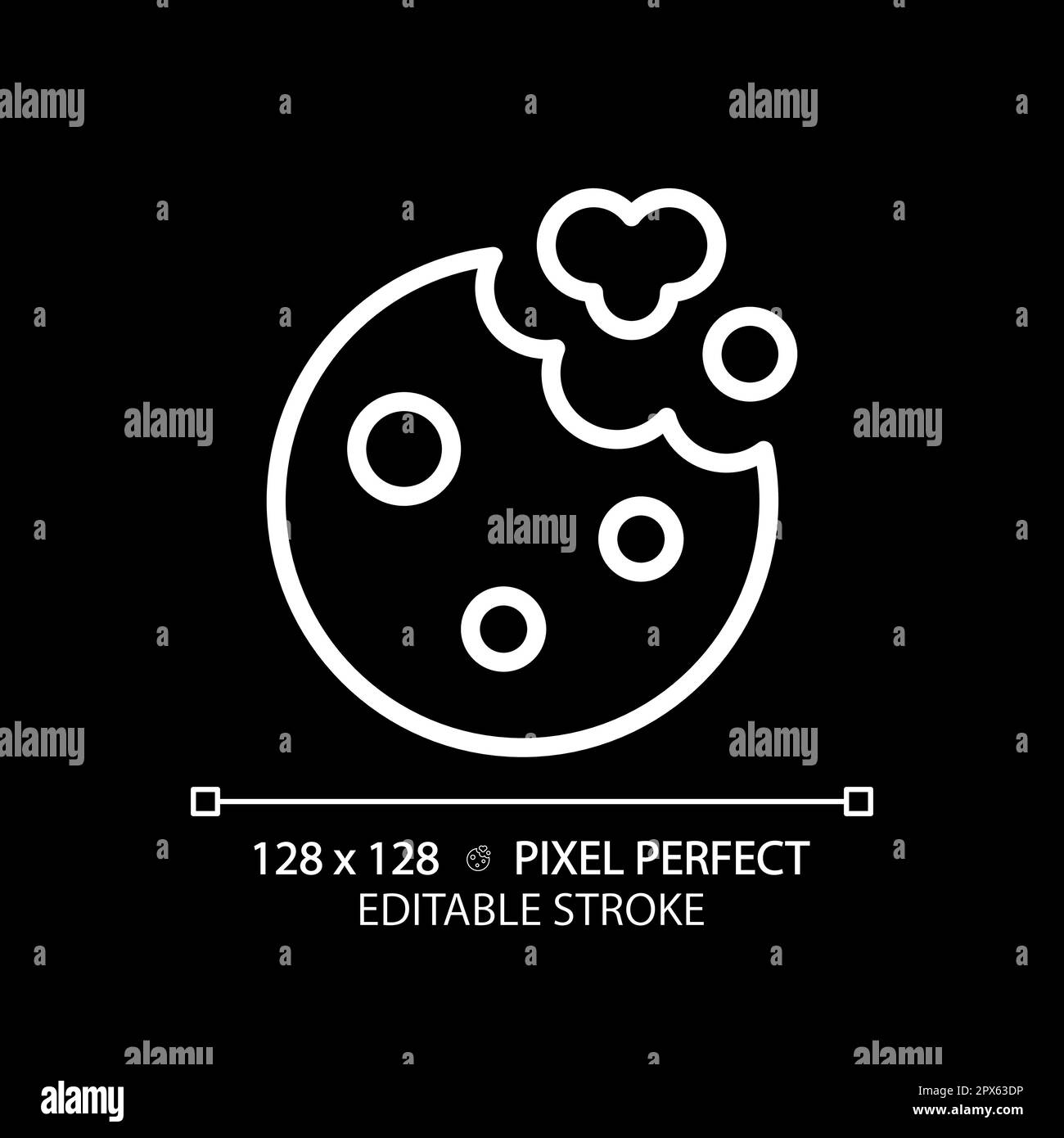 Cookies pixel perfect white linear icon for dark theme Stock Vector