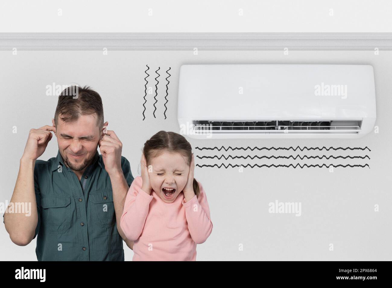 The air conditioner makes loud sounds, noises and vibrations. Father
