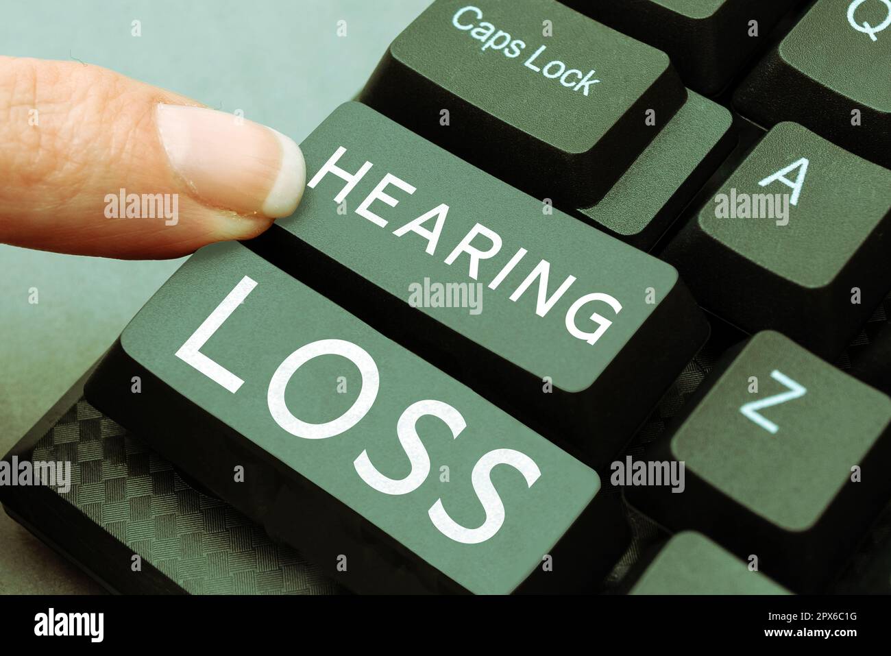 Handwriting text Hearing Loss, Word for is partial or total inability ...