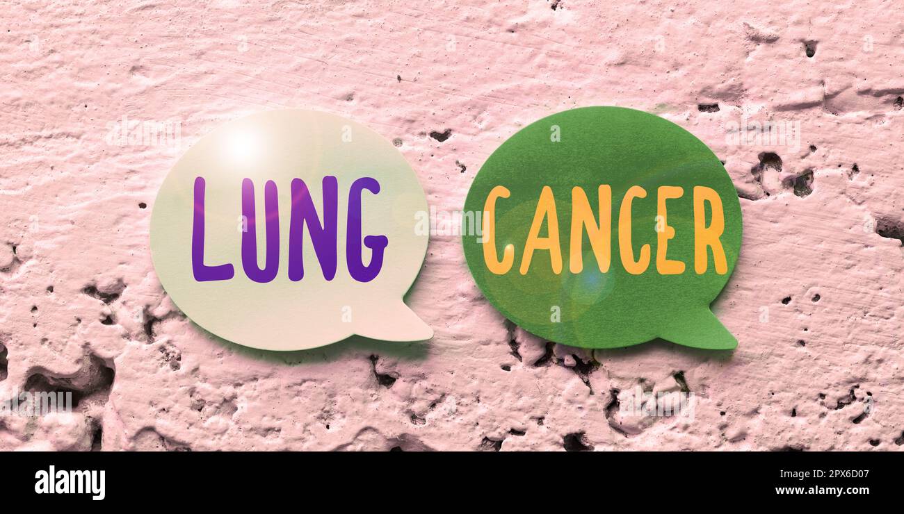 Text sign showing Lung Cancer, Business overview Uncontrolled growth of
