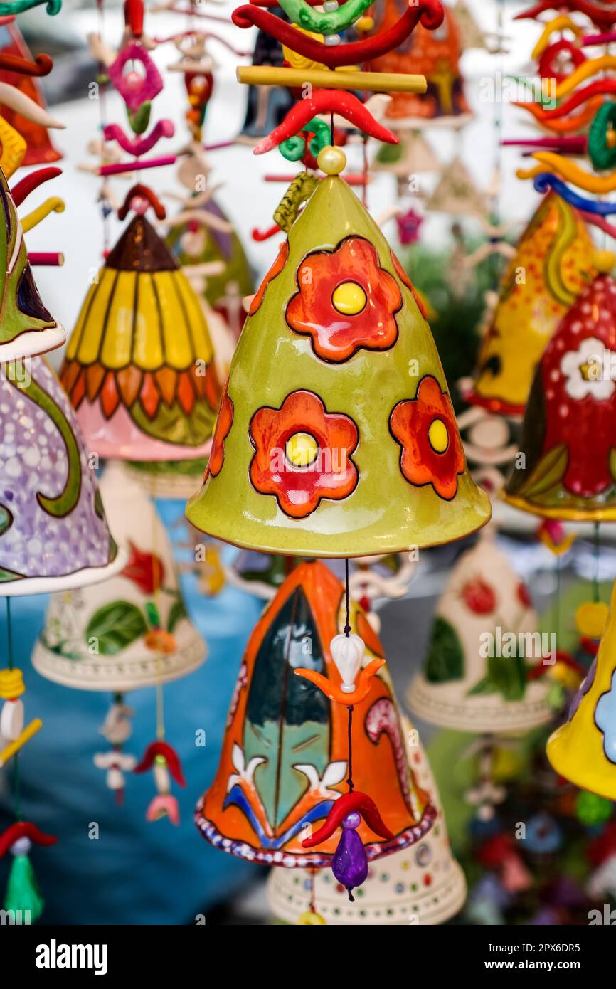 Pottery Bells for Sale on a Market Stall in Bergamo Stock Photo Alamy