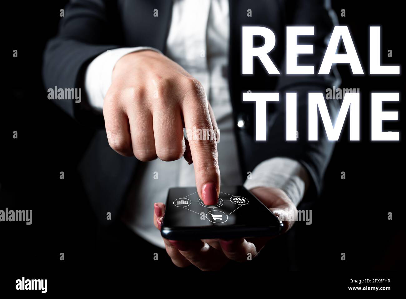 Handwriting text Real Time, Concept meaning the actual time during ...