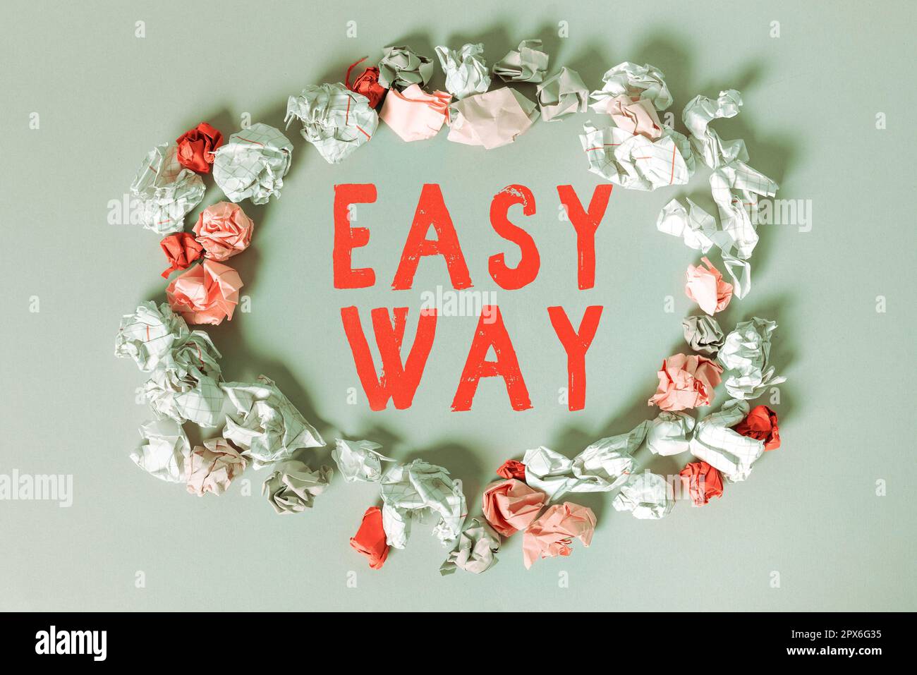 Handwriting text Easy Way, Internet Concept making hard decision between two less and more effort method Stock Photo