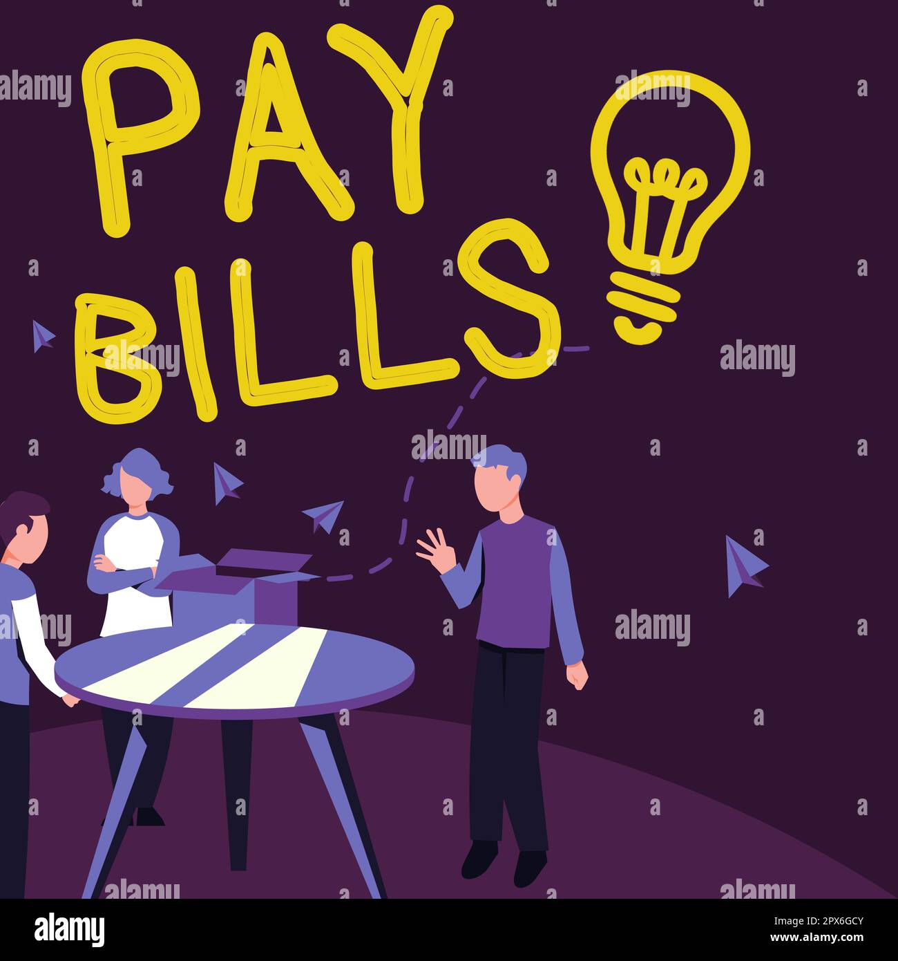 Handwriting text Pay Bills, Word Written on list of expenses to be paid