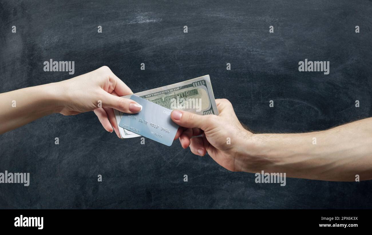 Money loan bank operation hands credit card Stock Photo Alamy