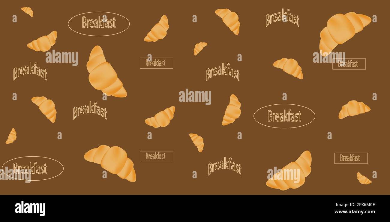 seamless pattern with croissants and donuts on chocolate background Vector EPS10 Stock Vector