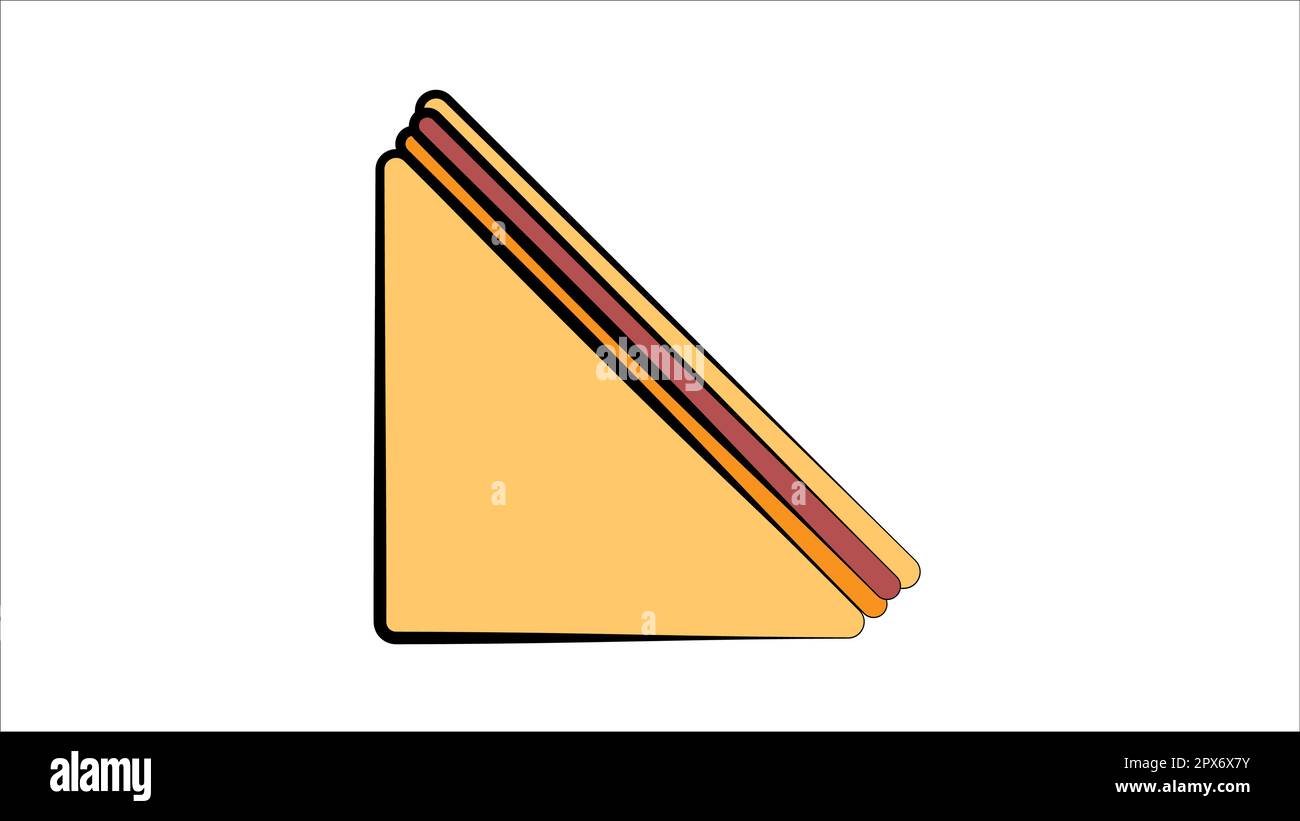 white bread sandwich with filling, white background, vector