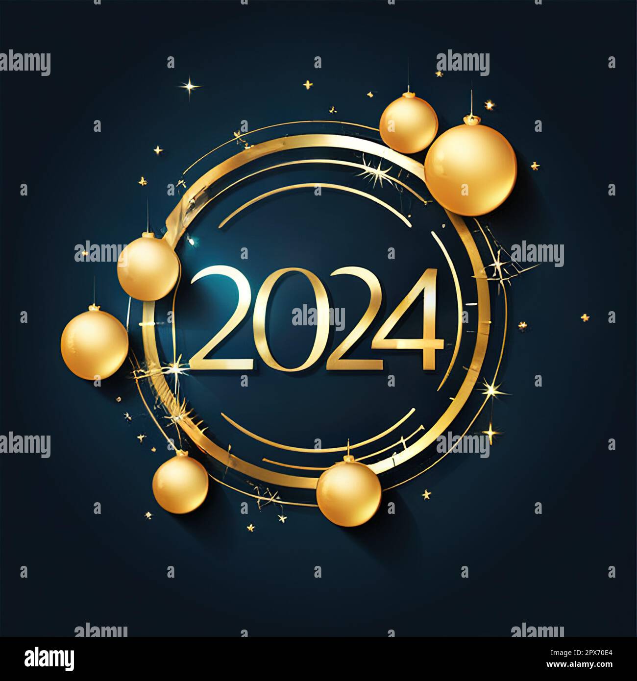 Happy New Year 2024 Rainbow on dark Background with copy space