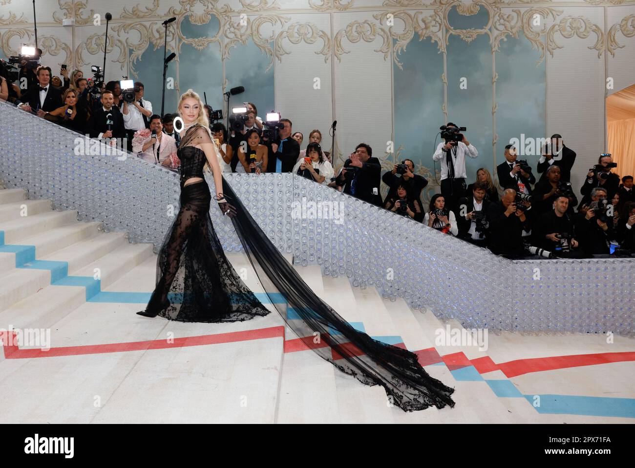 Gigi Hadid wearing dress by Off-White attends 2019 CFDA Fashion Awards at  Brooklyn Museum (Photo by Lev Radin / Pacific Press Stock Photo - Alamy