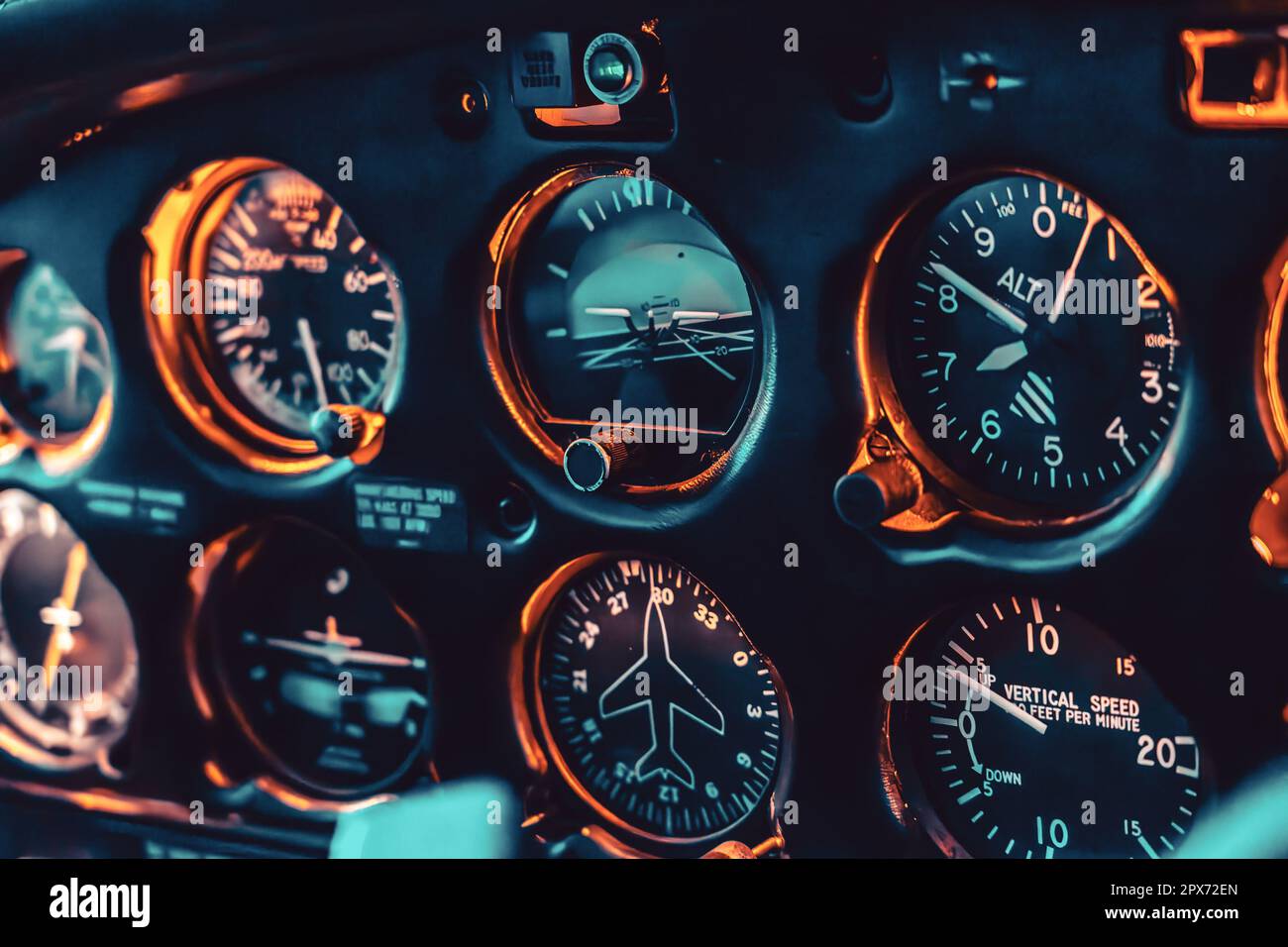 Airplane engine RPM gauges dashboard Stock Photo Alamy