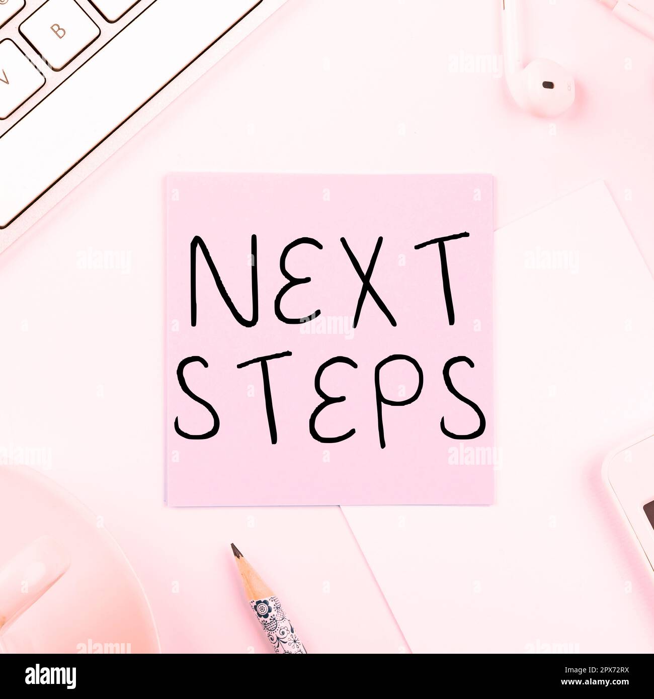 Text caption presenting Next Steps, Business approach numper of process ...