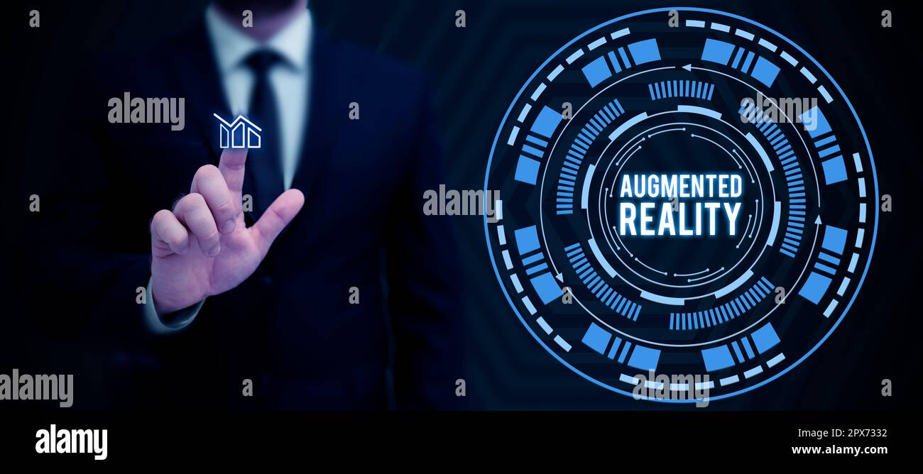 Hand writing sign Augmented Reality, Business concept technology that ...