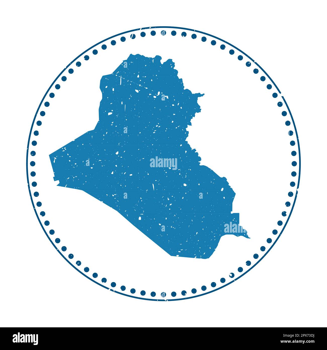 Republic of Iraq sticker. Travel rubber stamp with map of country, vector illustration. Can be used as insignia, logotype, label, sticker or badge of Stock Vector