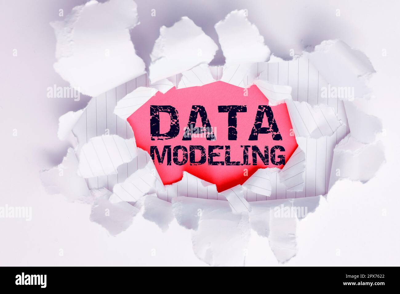 Text caption presenting Data Modeling, Word for process of transferring data between data storage systems Stock Photo