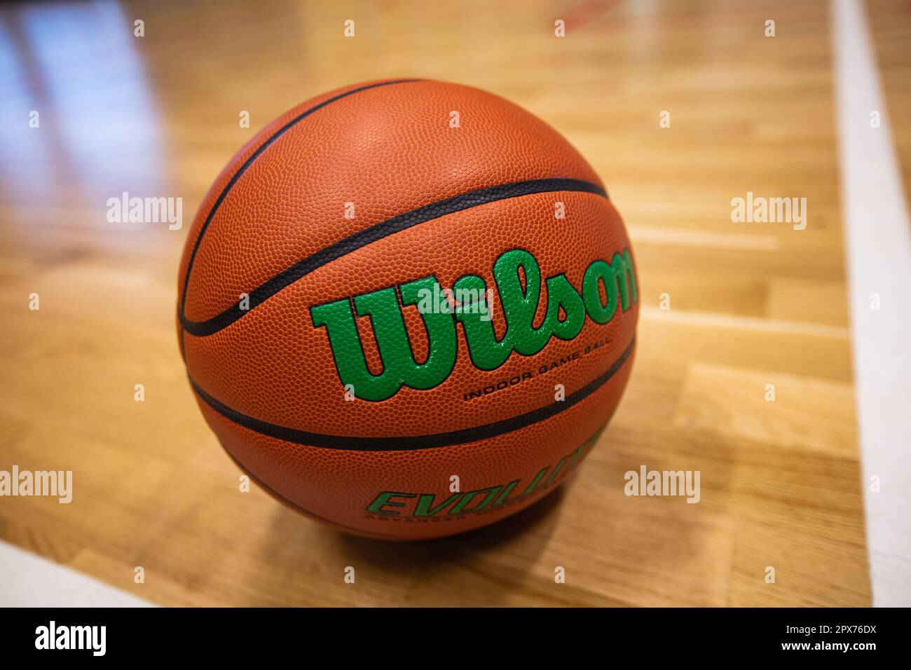 Lviv, Ukraine April 29, 2023 WILSON Evolution Indoor Game Basketball