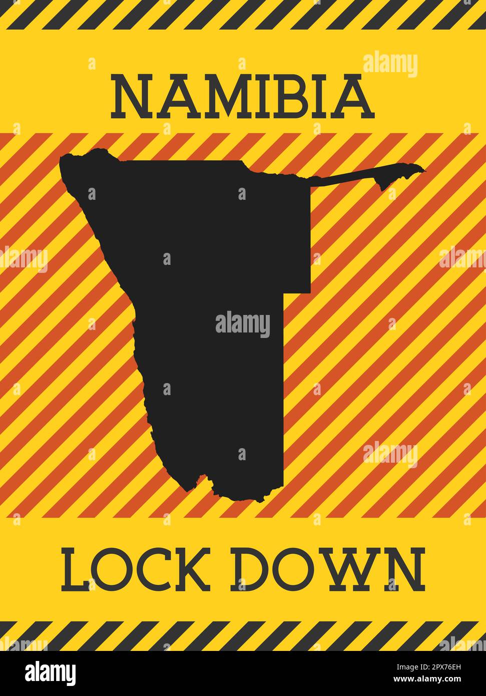 Namibia Lock Down Sign. Yellow country pandemic danger icon. Vector ...