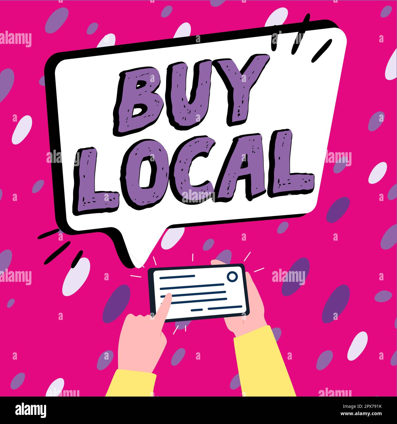 Text caption presenting Buy Local, Concept meaning Patronizing products ...