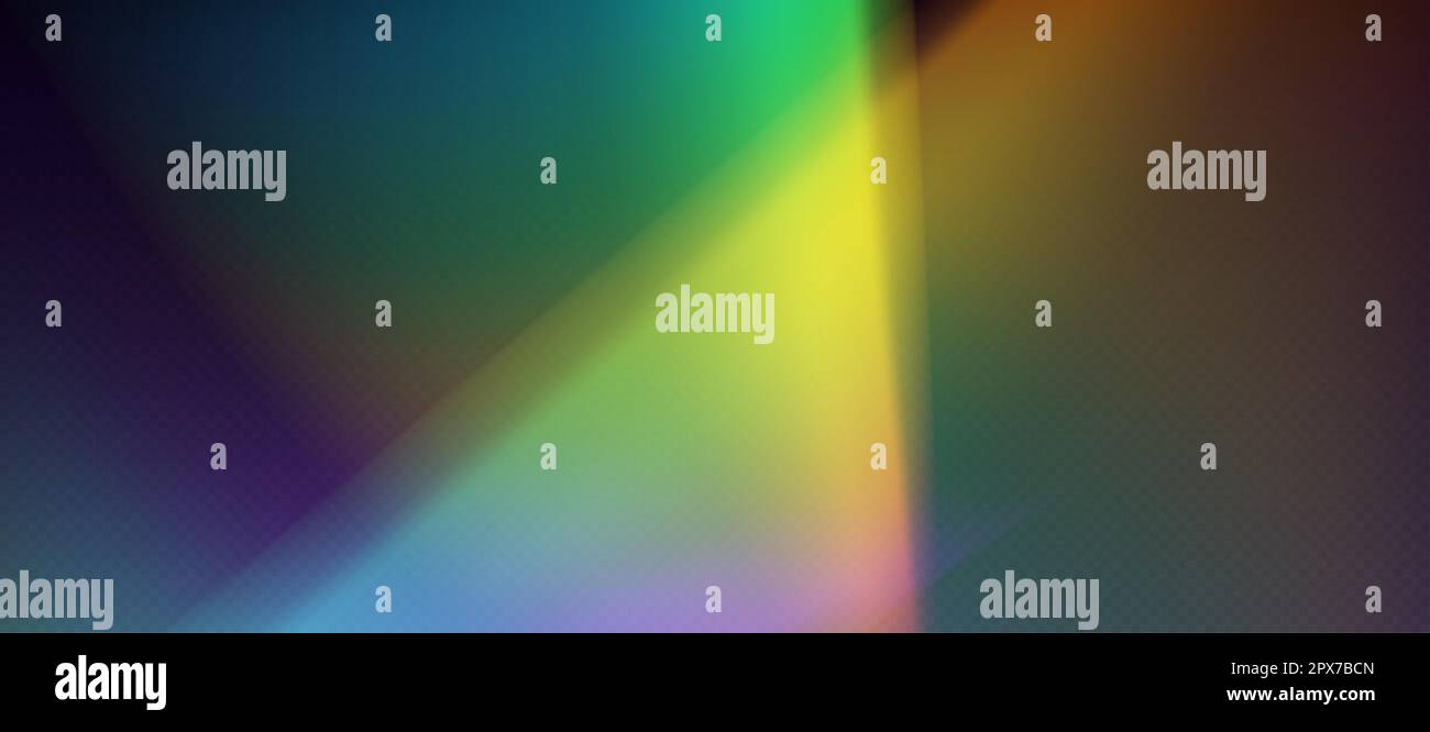 Rainbow refraction overlay, prism light effect, leak flare. Stock Vector