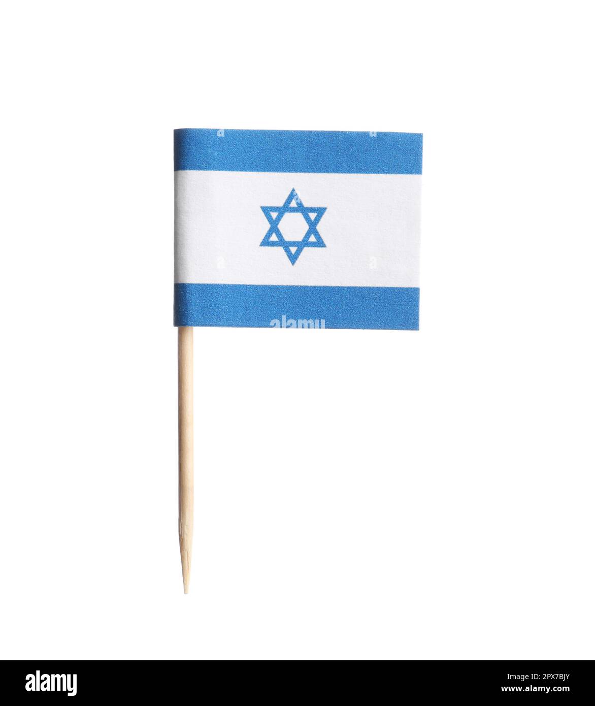 Small paper flag of Israel isolated on white Stock Photo