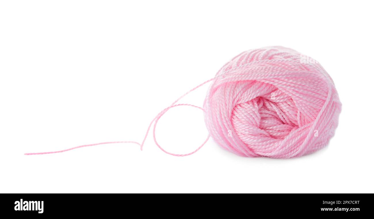 Pink Yarn Ball Isolated on White Background Stock Photo - Alamy