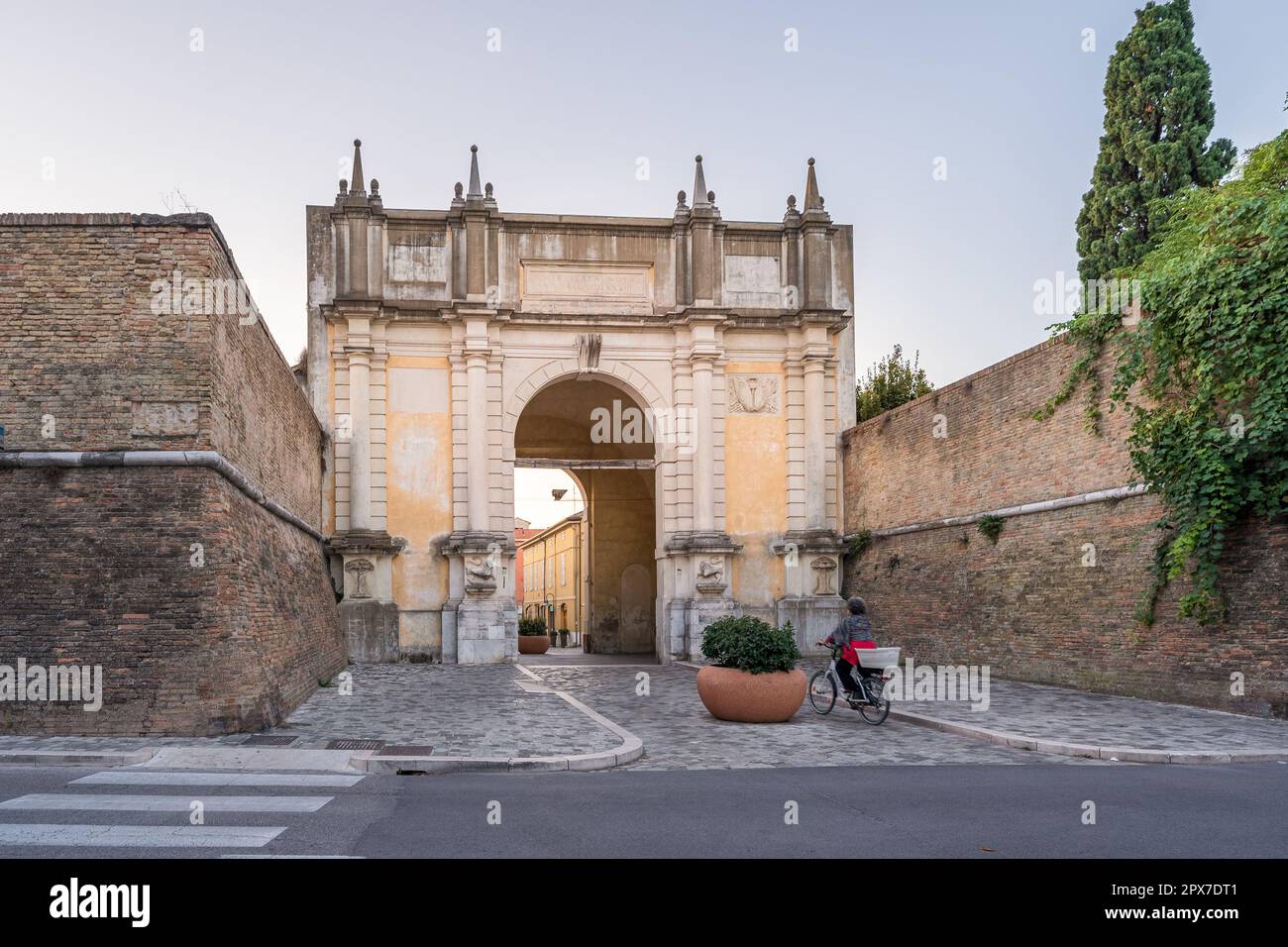 Porta Adriana built in the 11th century, is a city gate of Ravenna, on the edge of the historic center of the city.Italy. Stock Photo