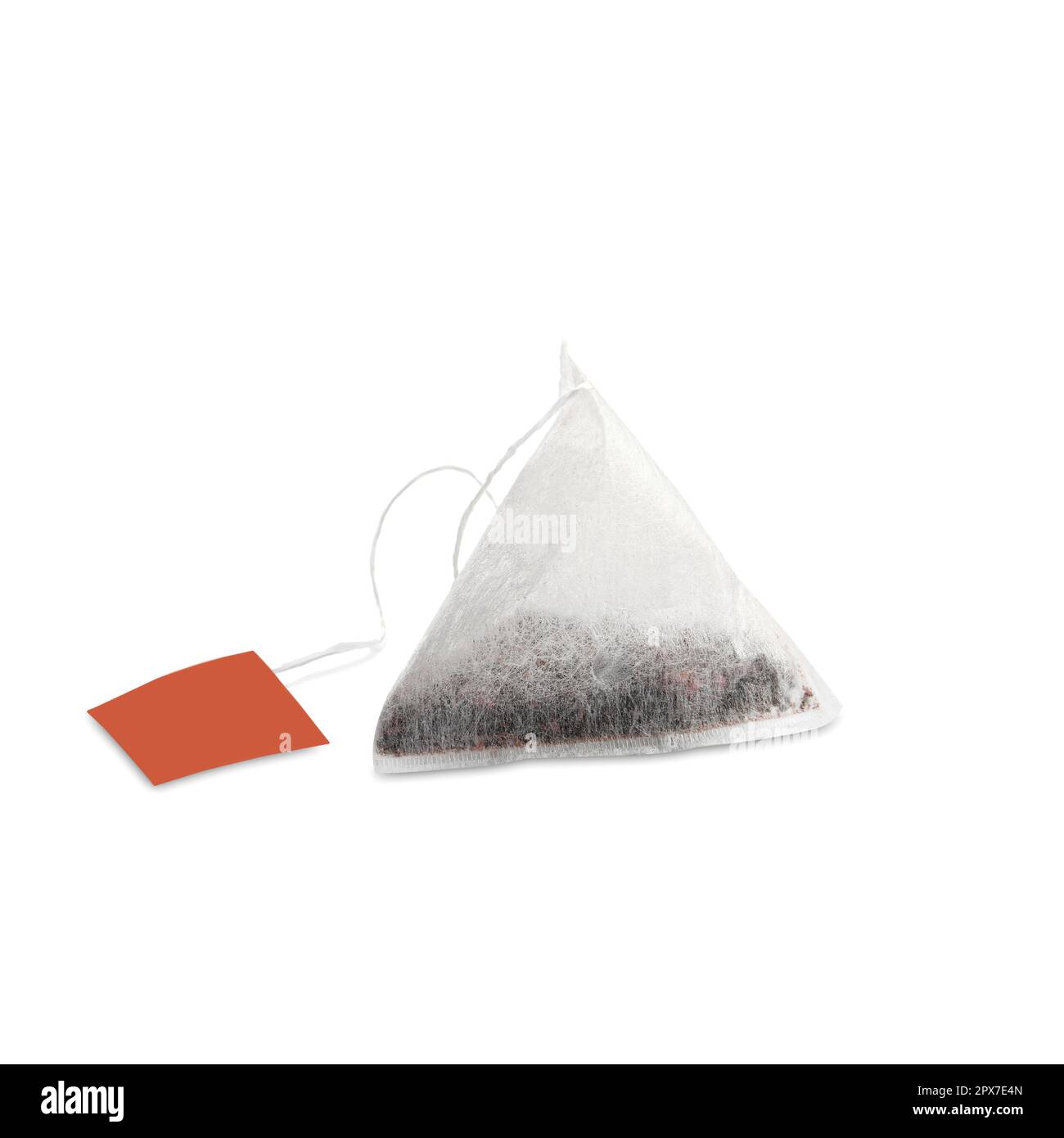New pyramid tea bag isolated on white Stock Photo