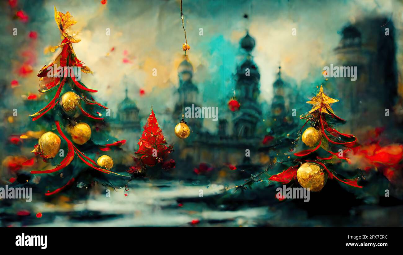 Conceptual romantic christmas theme created by Artificial Art. Stock Photo