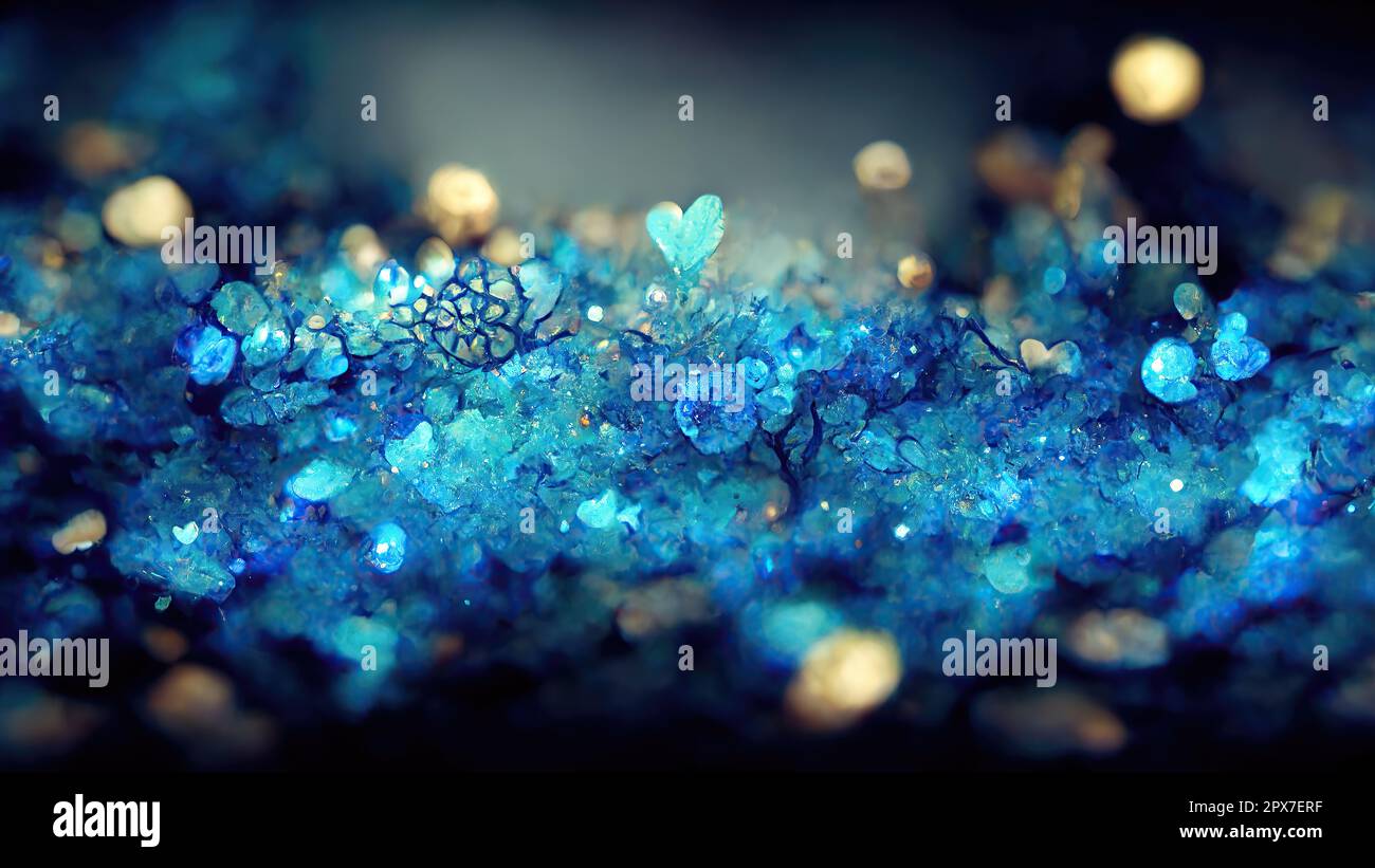 Generated Artificial blue crystalin detail as abstract background. Stock Photo