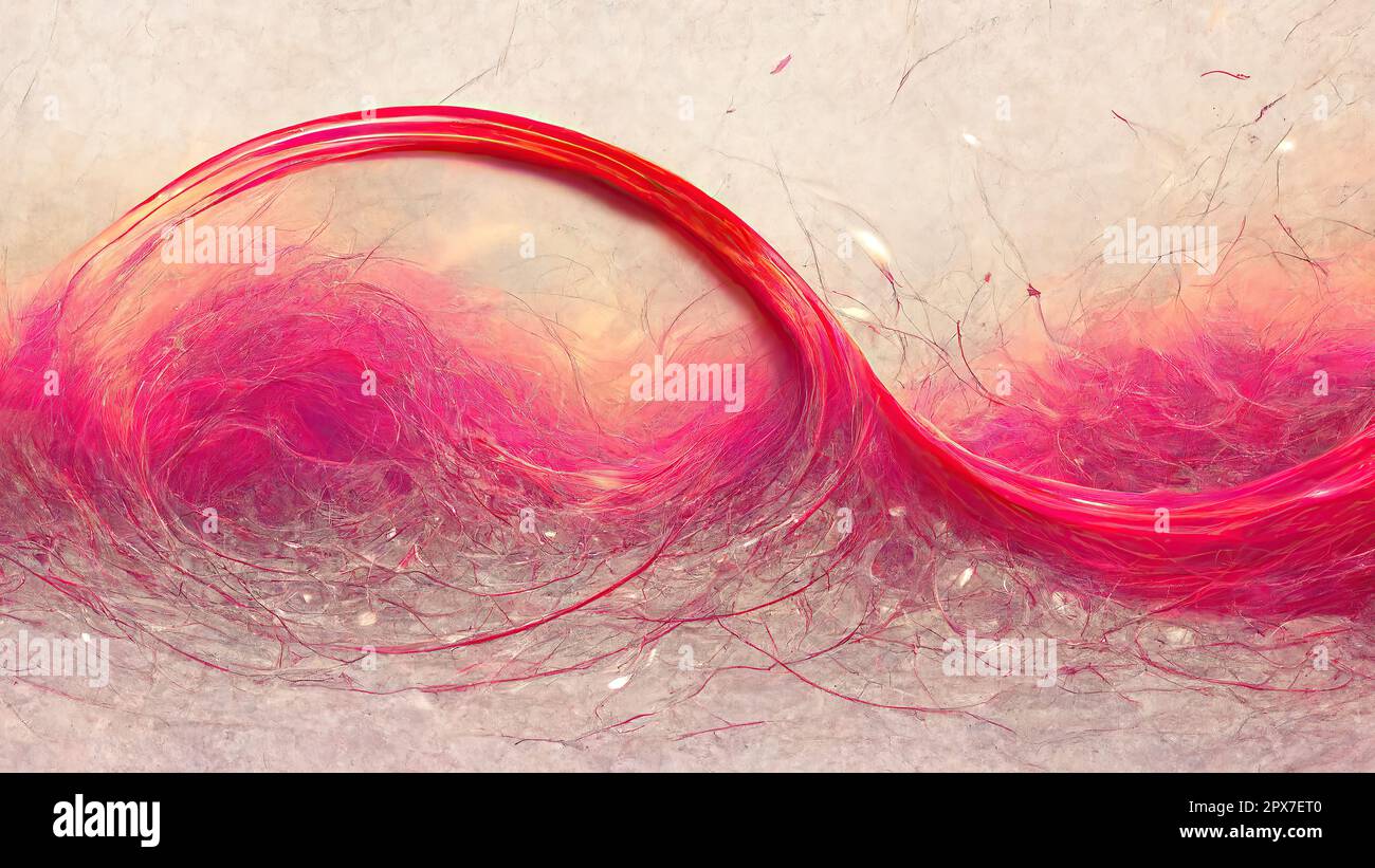 Red and pink  trendy gradient abstract waves full frame horizontal. Artificial AI. Stock Photo