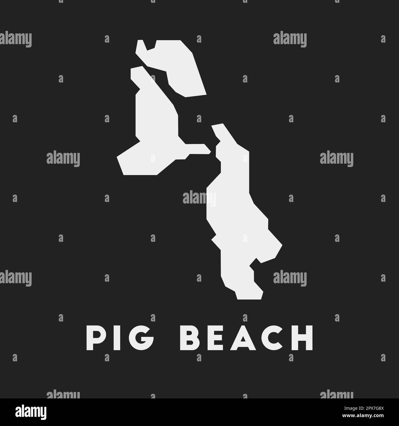 Pig Beach icon. Island map on dark background. Stylish Pig Beach map with island name. Vector illustration. Stock Vector