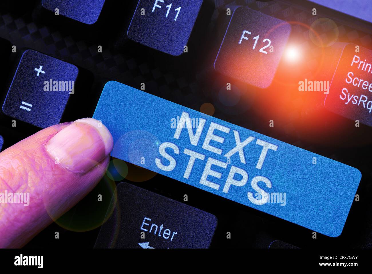Hand writing sign Next Steps, Internet Concept numper of process going ...
