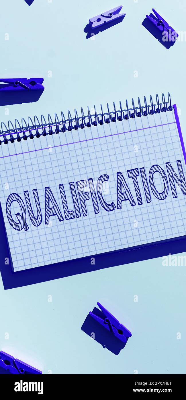 Qualification Sign Post Hand writing sign Qualification, Business concept Officially permission ...