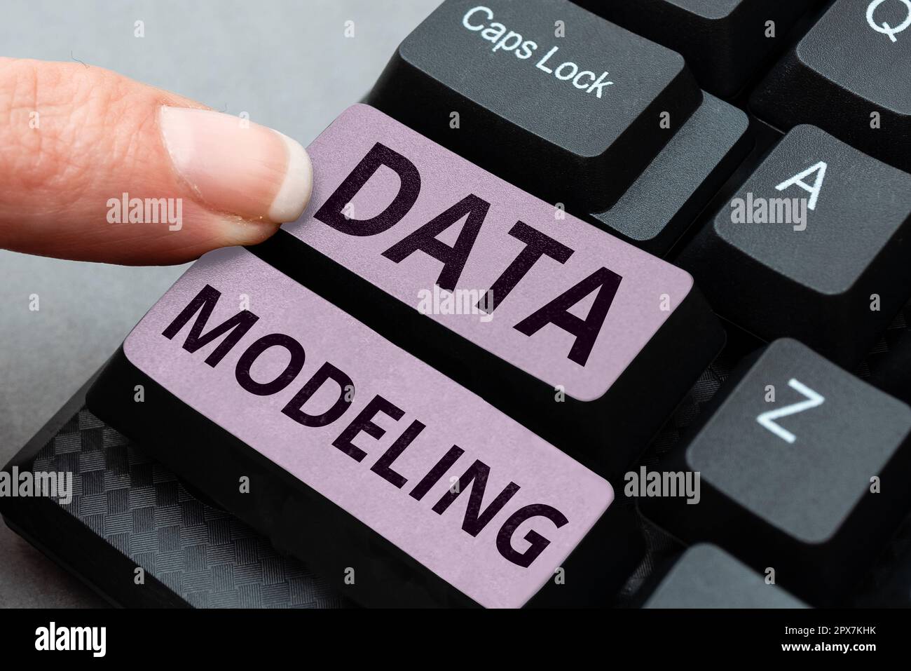 Sign displaying Data Modeling, Business showcase process of transferring data between data storage systems Stock Photo
