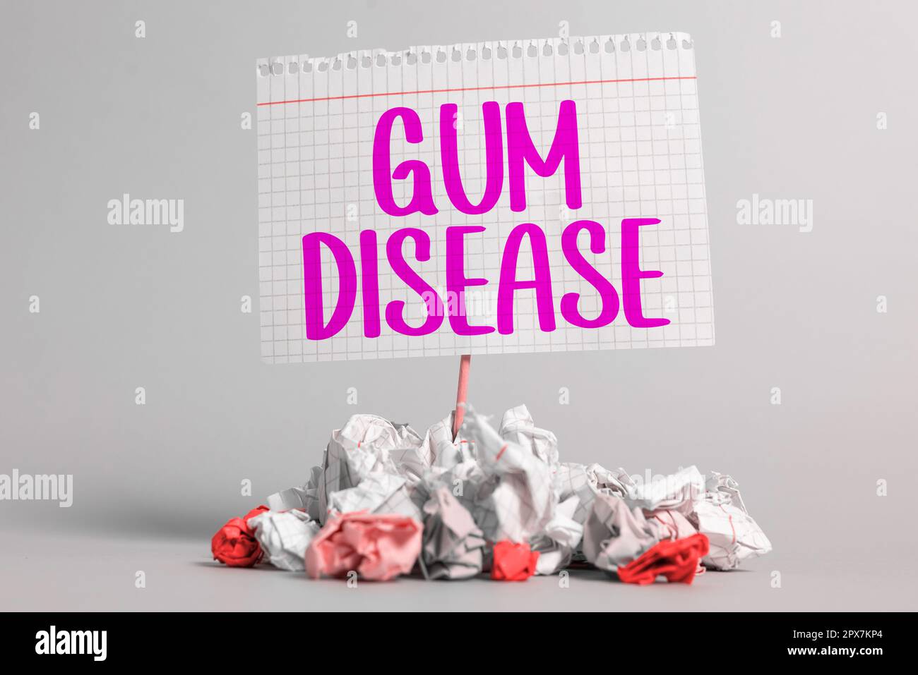 Text caption presenting Gum Disease, Concept meaning Inflammation of the soft tissue Gingivitis Periodontitis Stock Photo