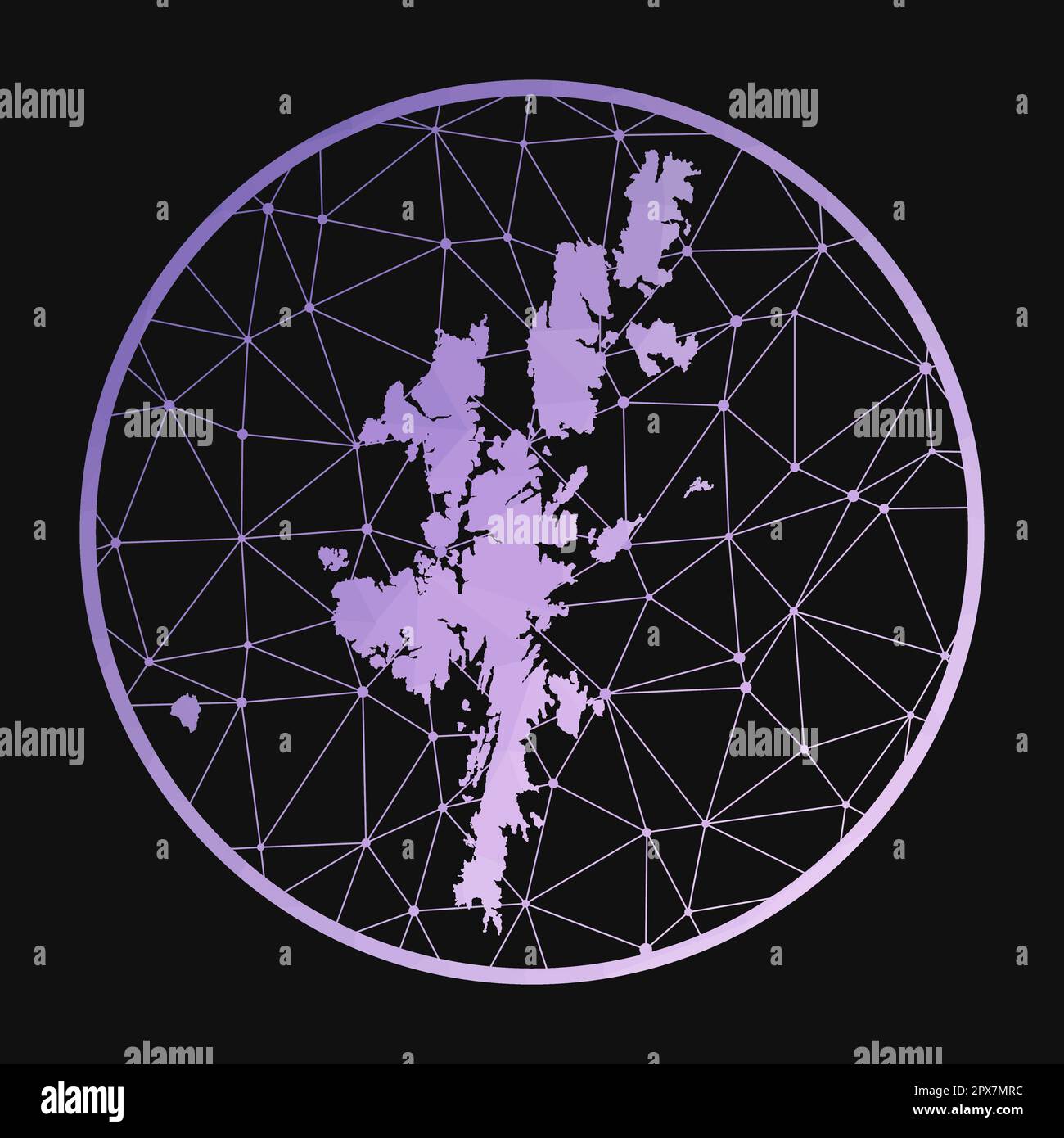 Mainland icon. Vector polygonal map of the island. Mainland icon in ...
