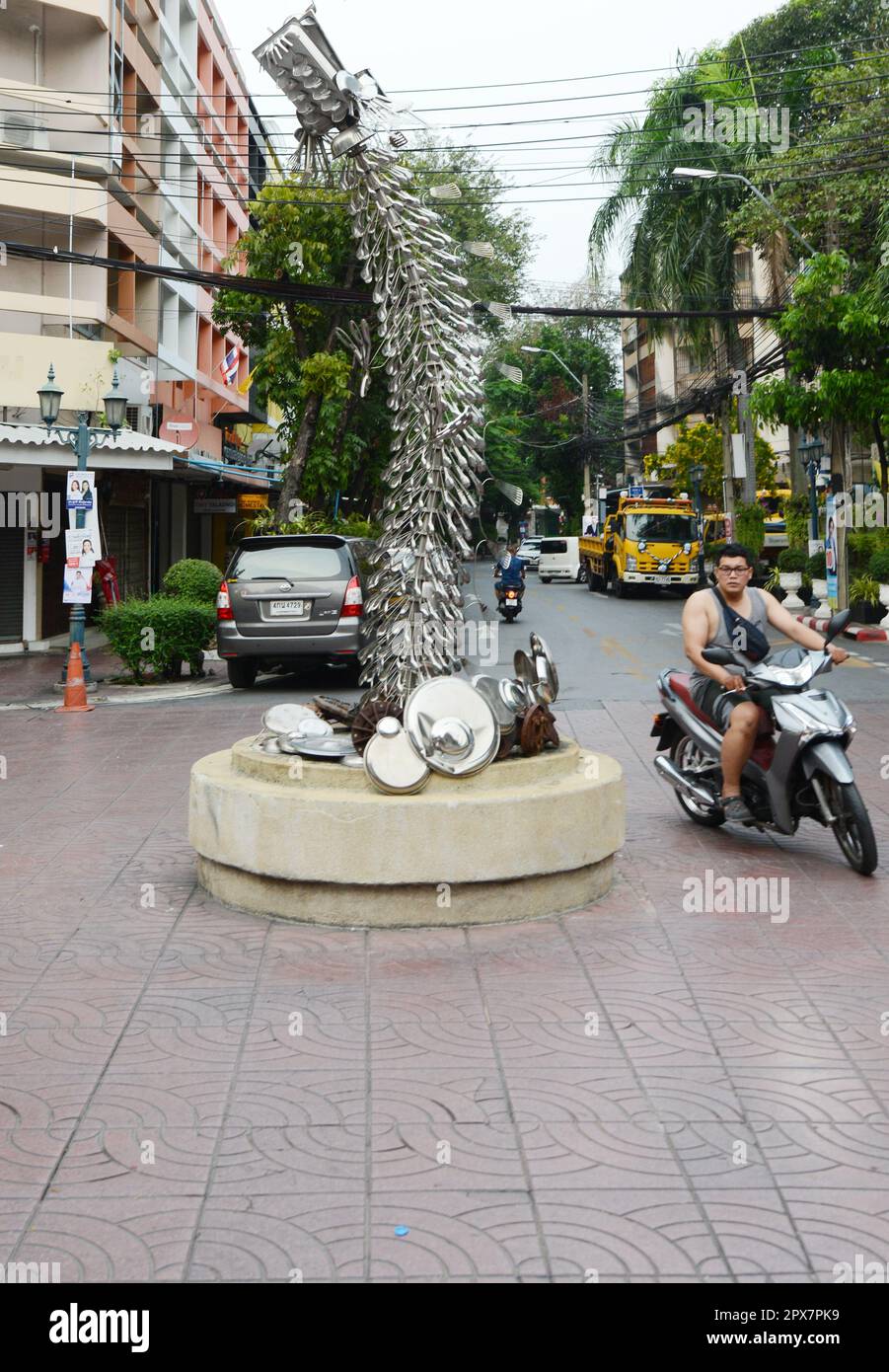 The Dragon roundabout by the Holy Rosary Church in Talat Noi, Bangkok, Thailand. Stock Photo