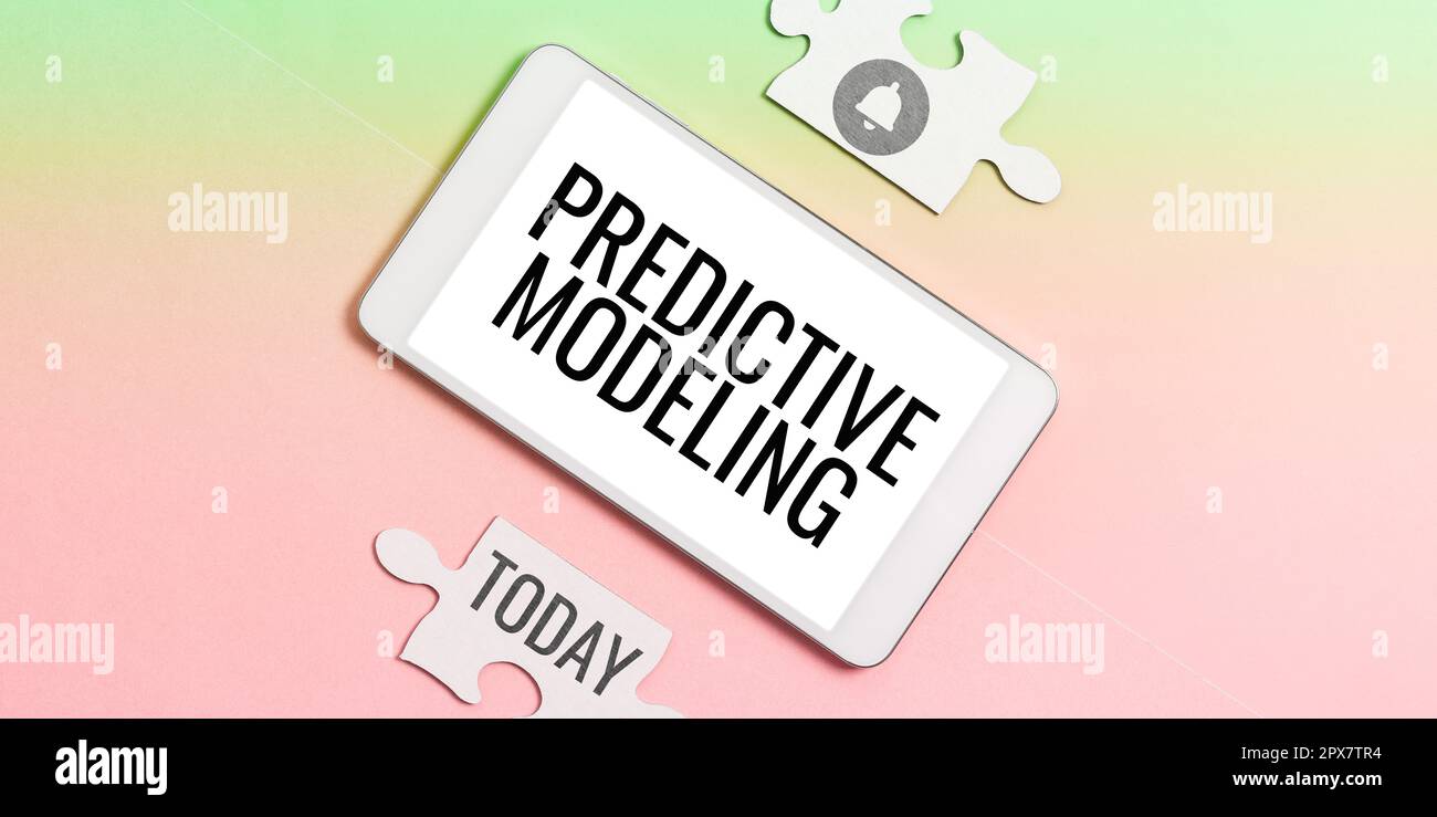 Conceptual caption Predictive Modeling, Business overview maintenance strategy driven by predictive analytics Stock Photo