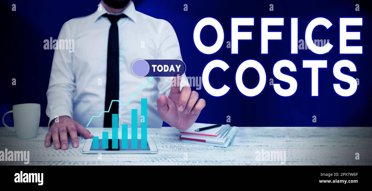 Amount Office Sign displaying Office Costs, Word Written on amount of money paid to ...