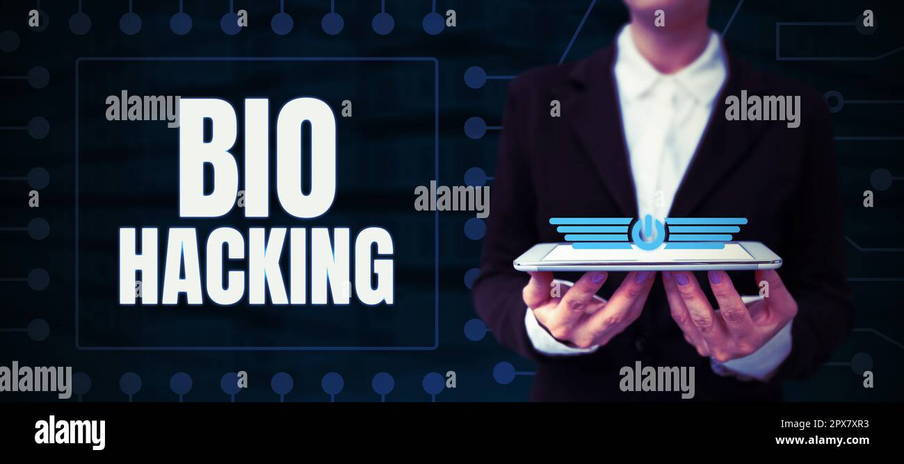 Conceptual display Bio Hacking, Business overview exploiting