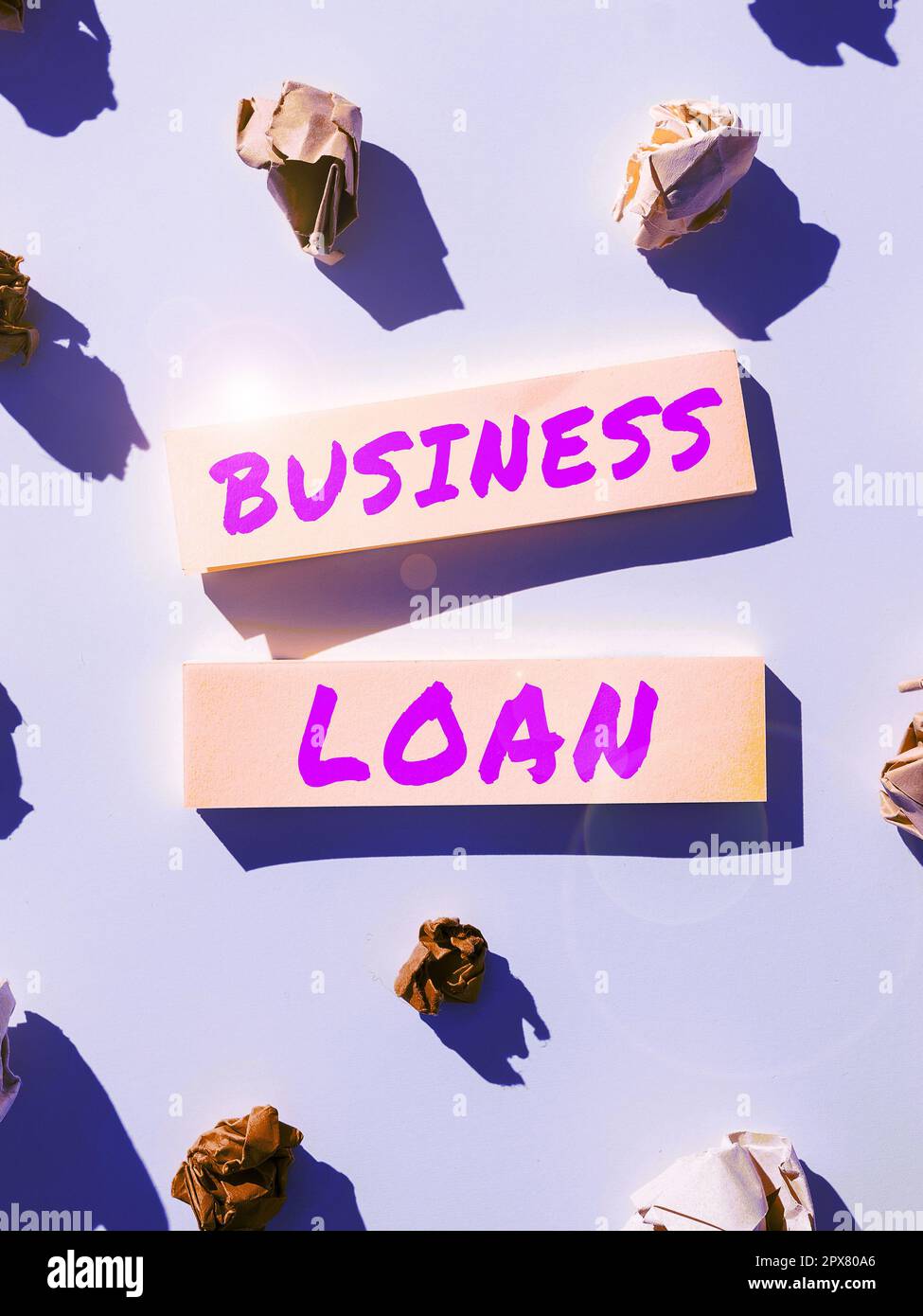 Text sign showing Business Loan, Word for Credit Mortgage Financial Assistance Cash Advances Debt Stock Photo