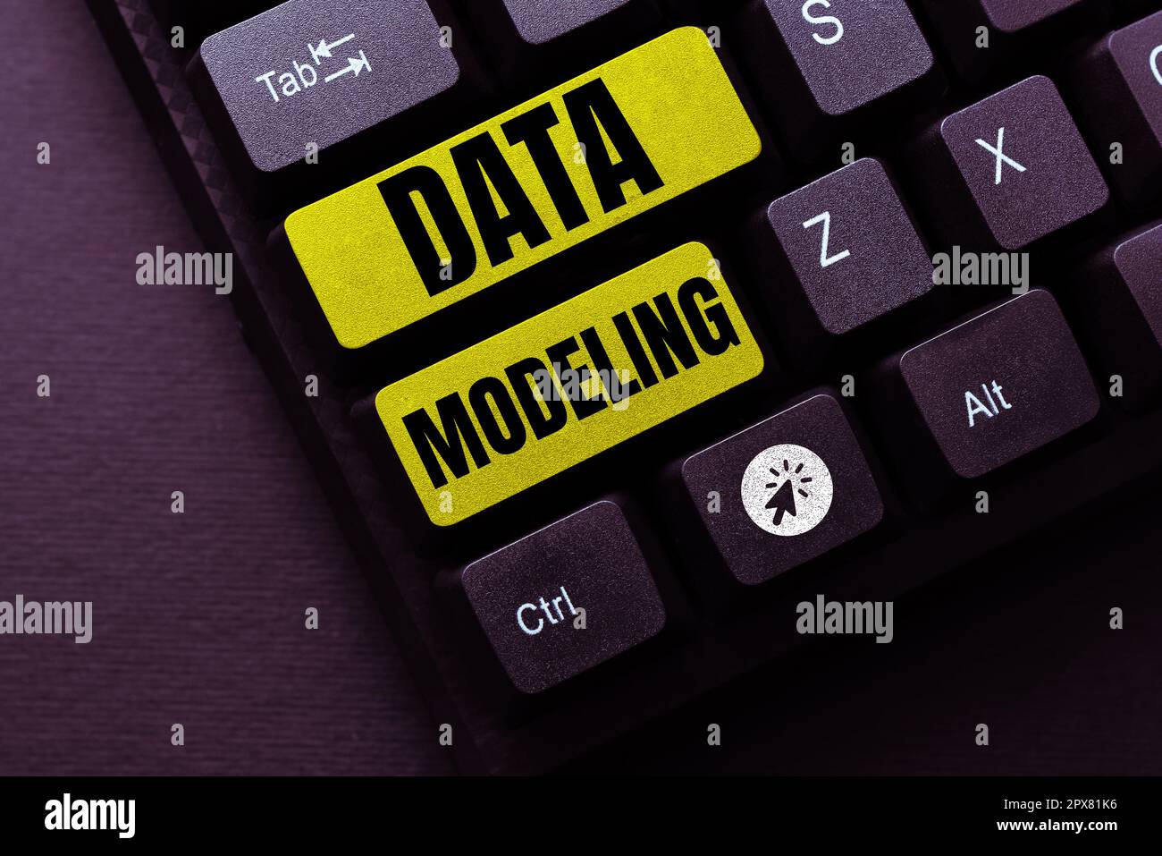 Conceptual caption Data Modeling, Business showcase process of transferring data between data storage systems Stock Photo